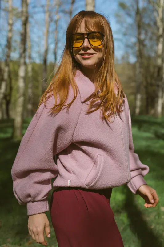 CLASSIC JACKET Kurtka damska z gotowanej wełny merino — Basic Wool
