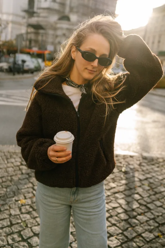 Kurtka damska z wełny merino TEDDY — Basic Wool