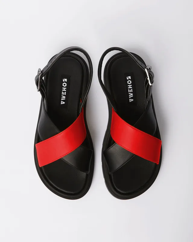 Glare Sandals Sandały Czerwone, ze skóry roślinnej — BOHEMA