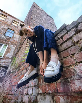 Chunky Loafers Białe, ze skóry roślinnej — BOHEMA