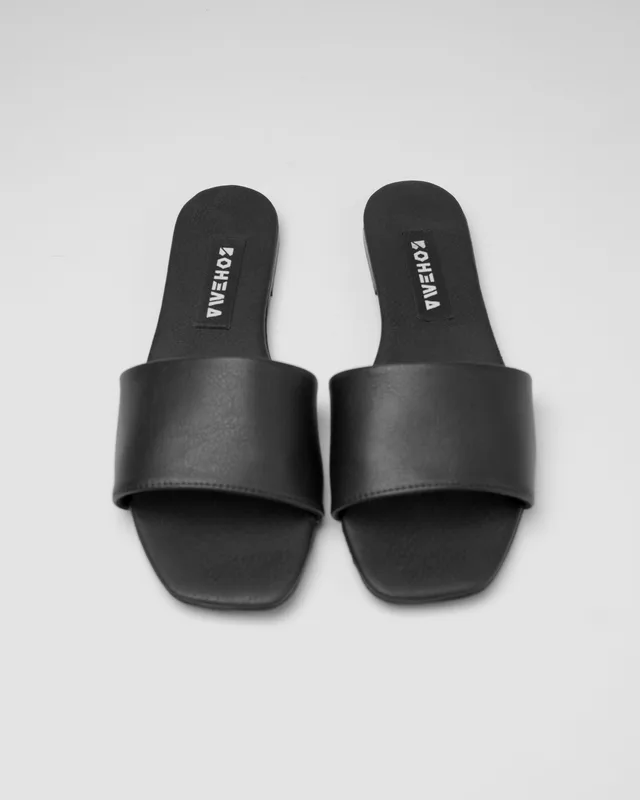 Mellow Slides Buty Czarne, ze skóry roślinnej — BOHEMA