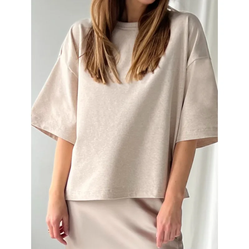 Crush Beige / bawełniany t shirt oversize — Bohemian Soul