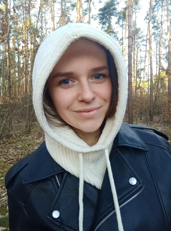 Balaclava kominiarka kaptur 100% wełny merino – śmietanka — GIGULEK