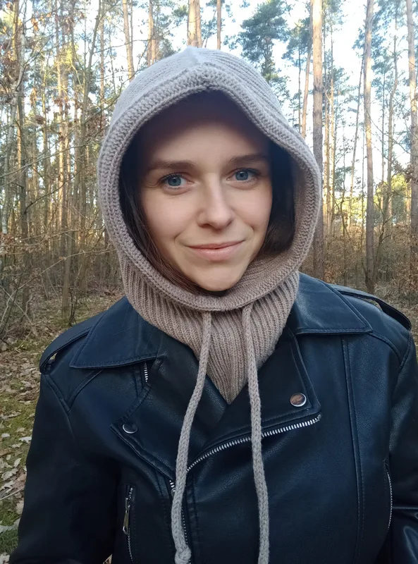 Balaclava kominiarka kaptur 100% wełny merino – taupe — GIGULEK
