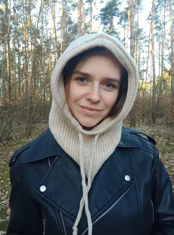 Balaclava kominiarka kaptur 100% wełny merino – beżowa — GIGULEK