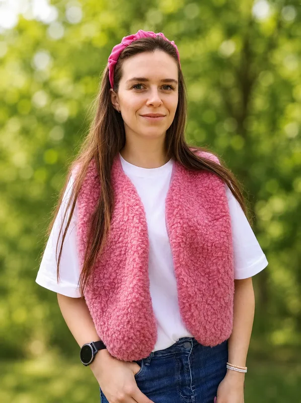 Wełniana kamizelka bezrękawnik 100% merino – różowa — GIGULEK