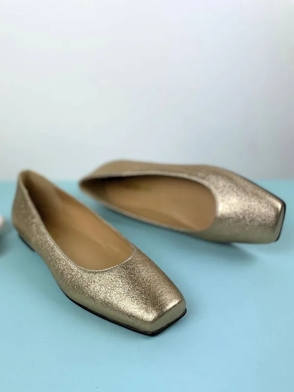 Złote baleriny Kelly — Konopka Shoes