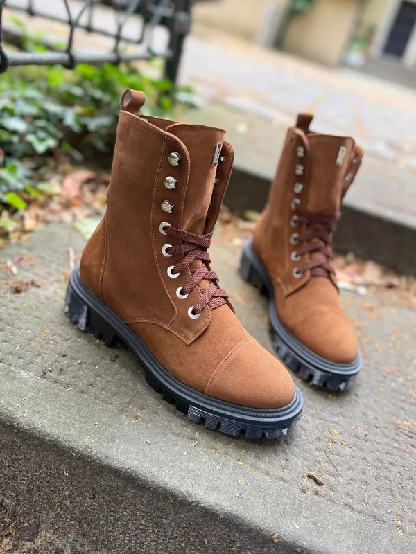 Brązowe botki Twiggy — Konopka Shoes