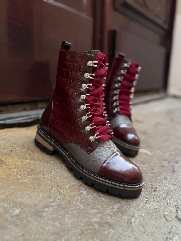 Bordowe botki Twiggy — Konopka Shoes