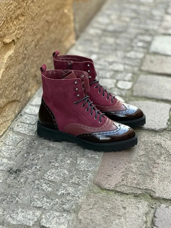 Bordowe botki Cornelie — Konopka Shoes