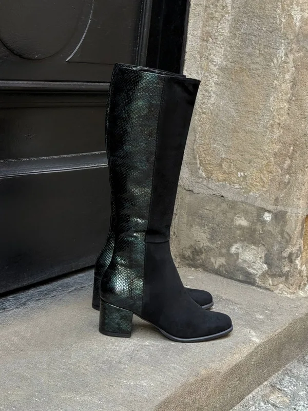 Czarno zielone kozaki Hannah — Konopka Shoes