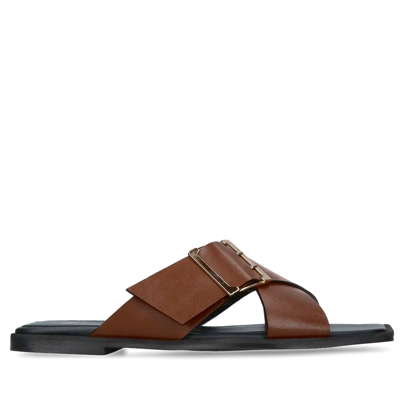 Brązowe klapki Madryt — Konopka Shoes