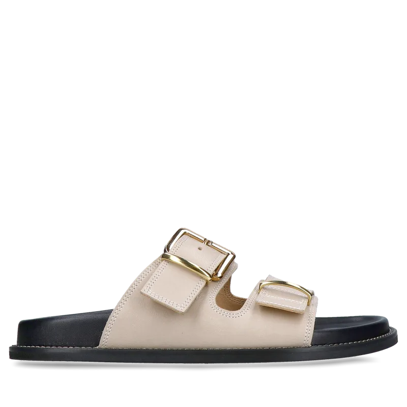 Beżowe klapki Porto — Konopka Shoes