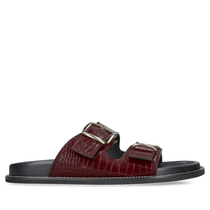 Bordowe klapki Porto — Konopka Shoes