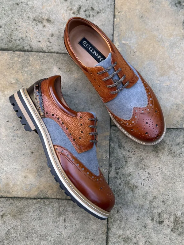 Brązowo szare buty Olivier II — Konopka Shoes