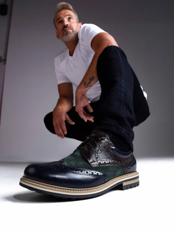 Granatowo zielone buty Olivier II — Konopka Shoes