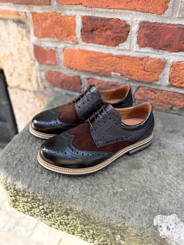 Zielono brązowe półbuty Olivier II — Konopka Shoes