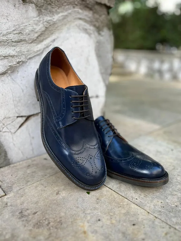 Granatowe półbuty Oscar — Konopka Shoes