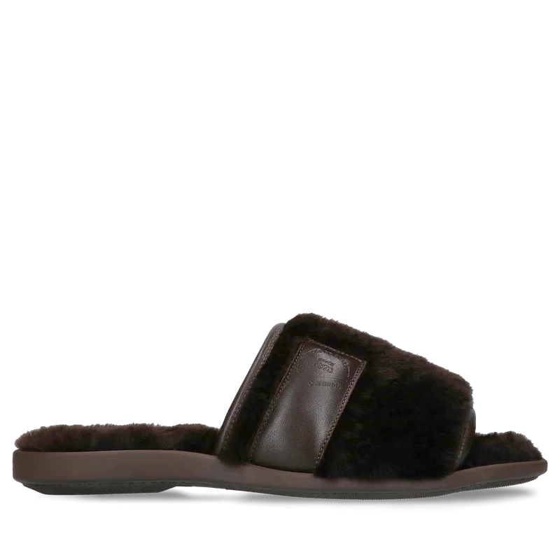 Brązowe klapki Arlo — Konopka Shoes