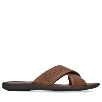 Brązowe klapki Edmund — Konopka Shoes
