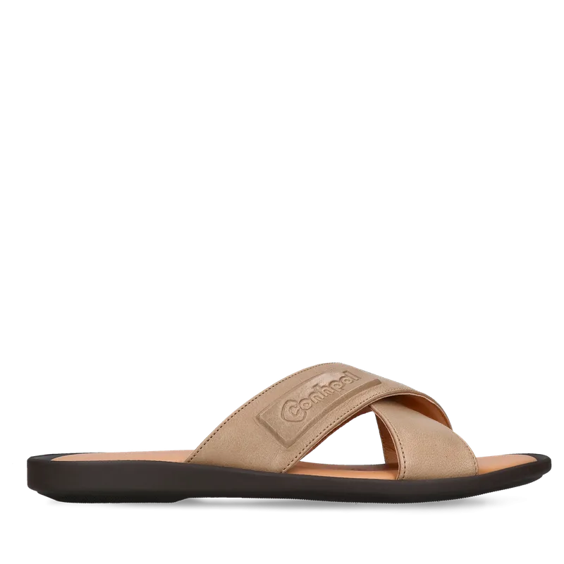 Beżowe klapki Edmund — Konopka Shoes