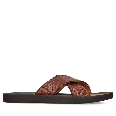 Brązowe klapki Edmund — Konopka Shoes