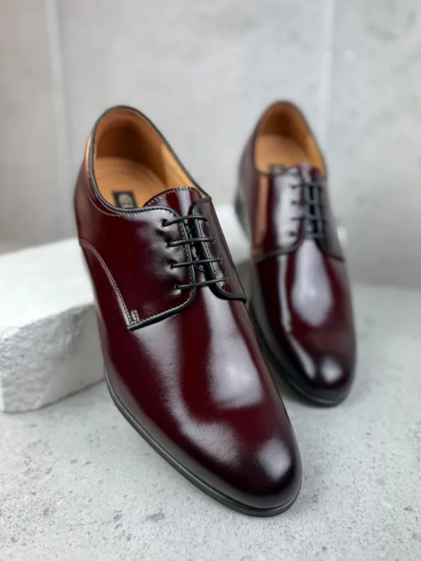 Bordowe buty podwyższające Dustin +7 cm — Konopka Shoes