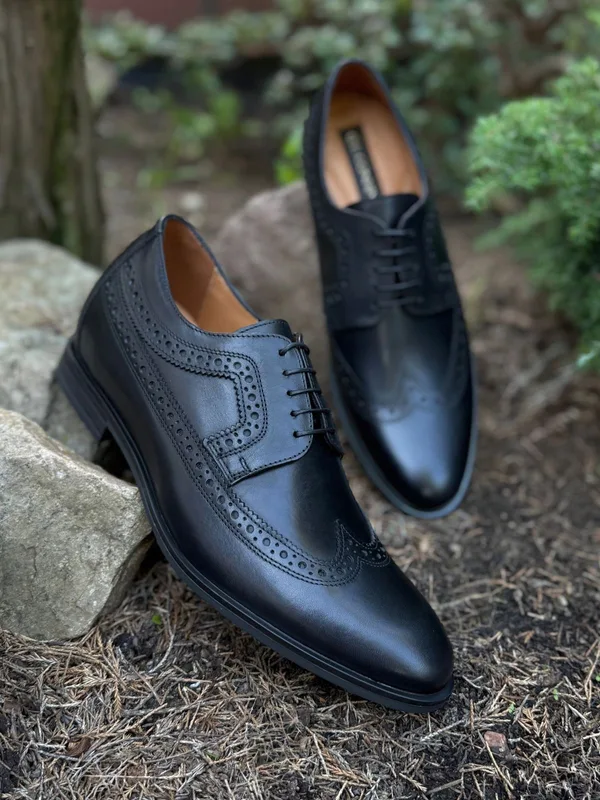 Czarne buty podwyższające Luis +7 cm — Konopka Shoes