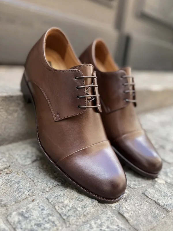 Brązowe buty podwyższające Bruce +7 cm — Konopka Shoes