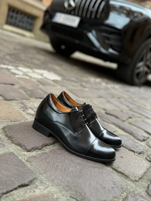 Czarne buty podwyższające Bruce +7 cm — Konopka Shoes