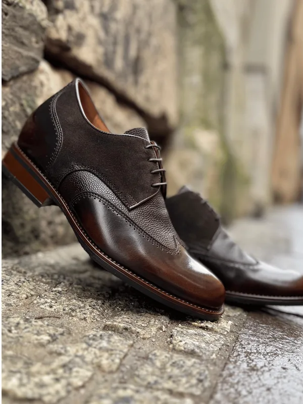 Brązowe buty podwyższające Bruce +7 cm — Konopka Shoes