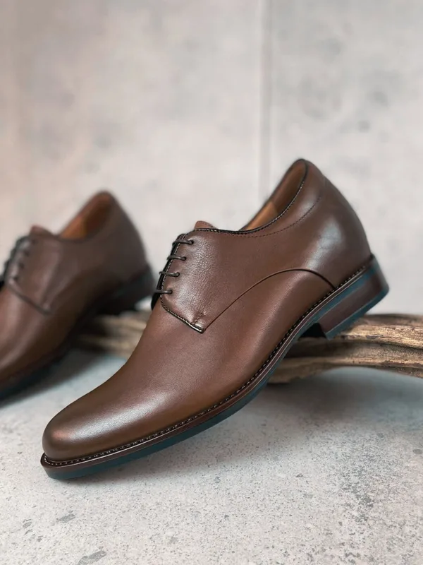 Brązowe buty podwyższające Bruce +7 cm — Konopka Shoes