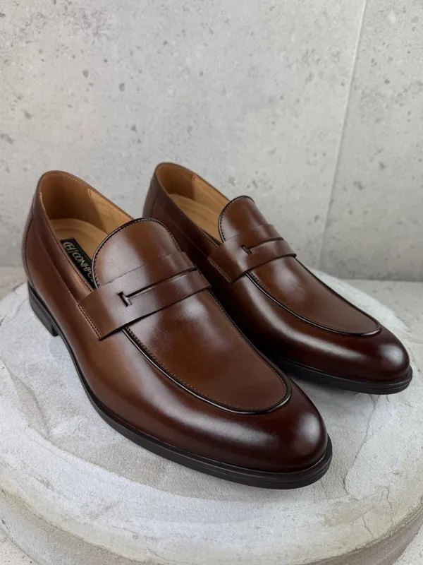 Brązowe buty podwyższające Luis + 7 cm — Konopka Shoes