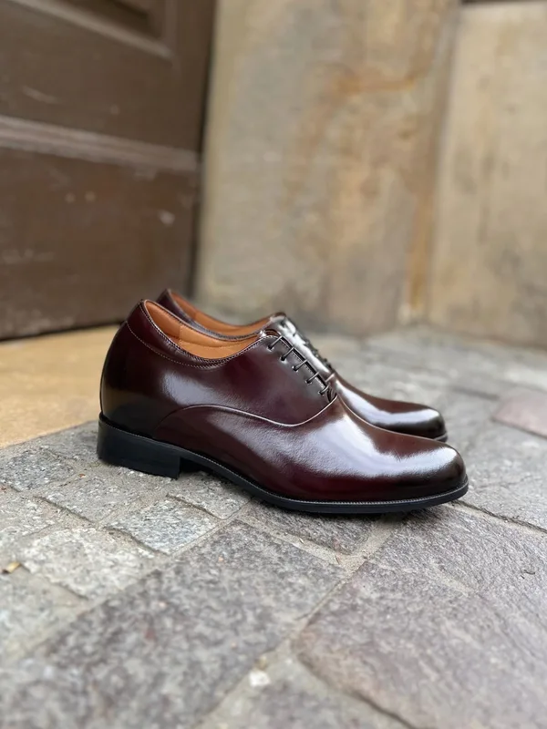 Bordowe buty podwyższające Bruce +7 cm — Konopka Shoes