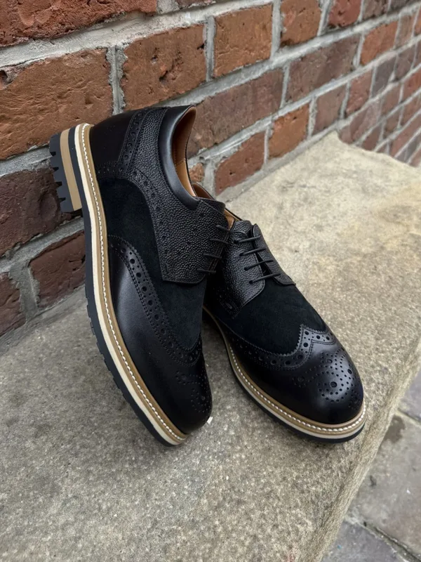 Czarne buty podwyższające Paulo +7 cm — Konopka Shoes