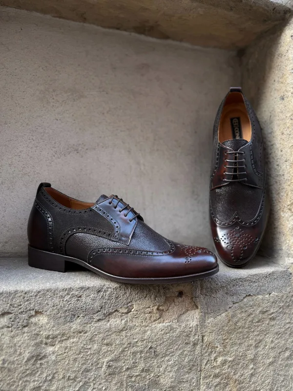 Brązowe buty podwyższające Bruce +7 cm — Konopka Shoes