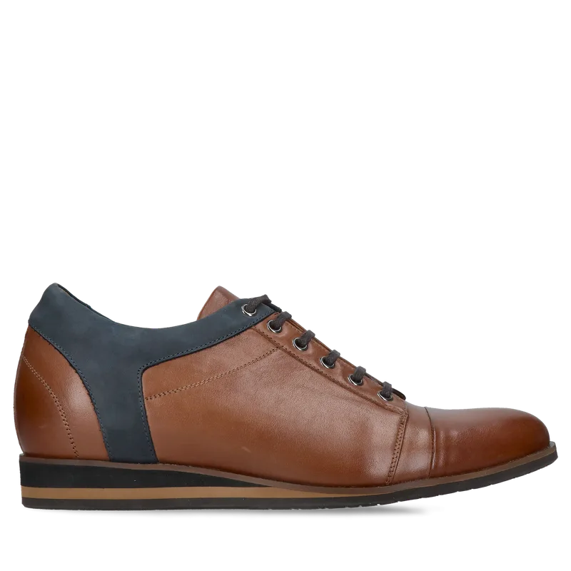 Brązowe buty podwyższające Wolter +6 cm — Konopka Shoes