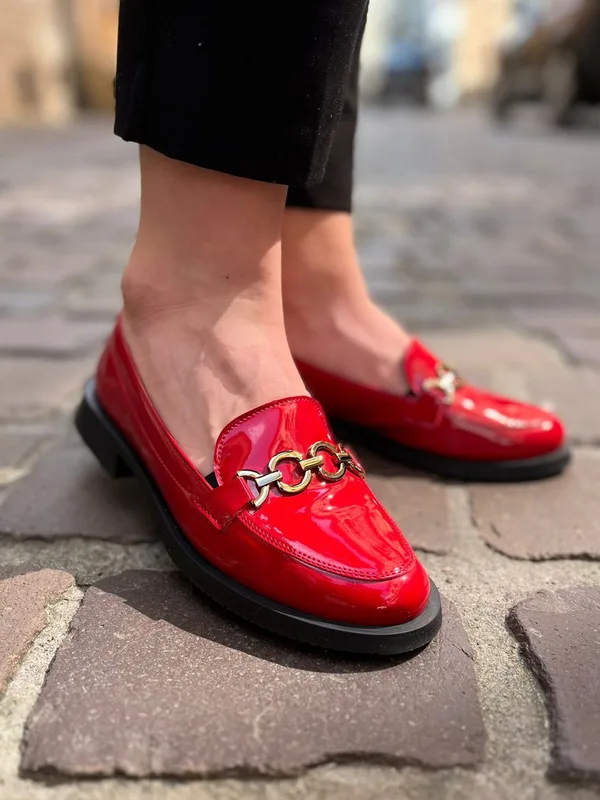 Czerwone loafersy Julia — Konopka Shoes