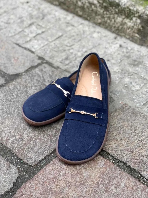 Granatowe półbuty barefoot — Konopka Shoes