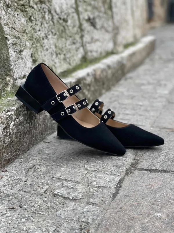 Czarne baleriny Gaia — Konopka Shoes