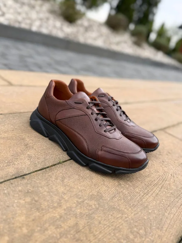 Brązowe sneakersy Jazon — Konopka Shoes