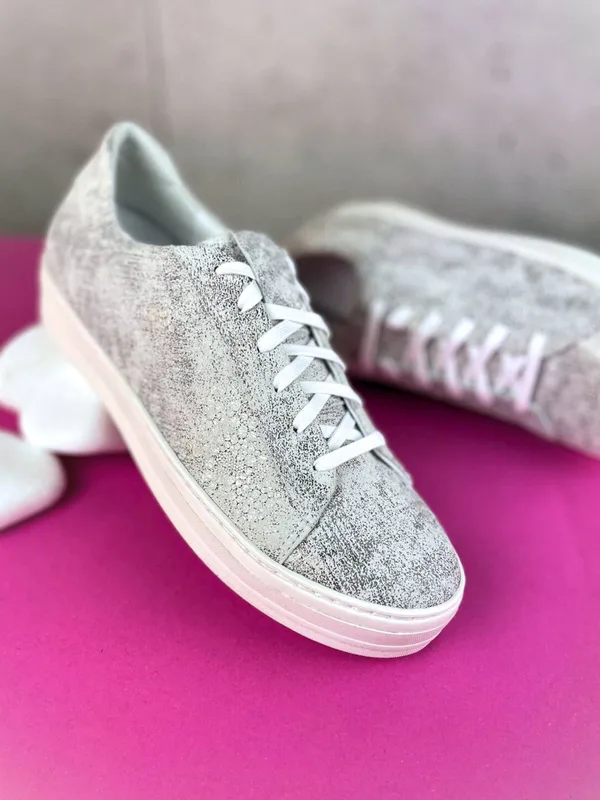 Srebrne sneakersy Fabio — Konopka Shoes