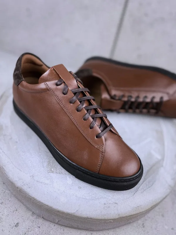 Brązowe buty podwyższające Xavier +6 cm — Konopka Shoes