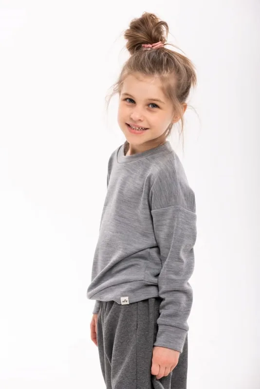 Bluza z wełny merino dzianinowa, szara — MeriTales