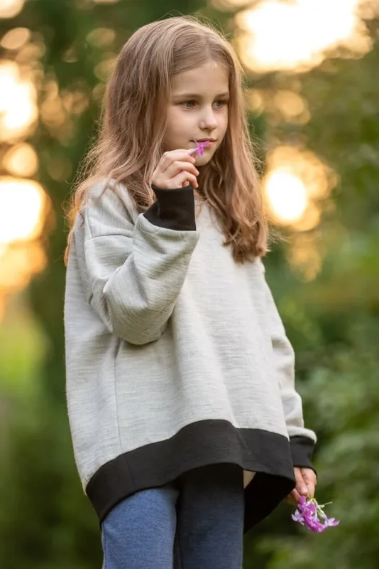 Ciepła dziecięca bluza z wełny merino, oversize — MeriTales