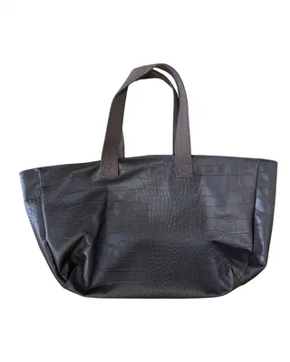 BROWN CROCODILE LEATHER BAG — mkuzniacka
