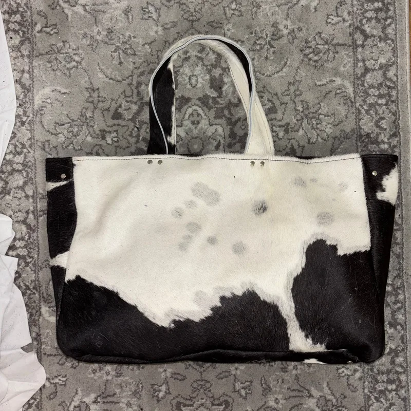 COW WHITE LEATHER BAG — mkuzniacka