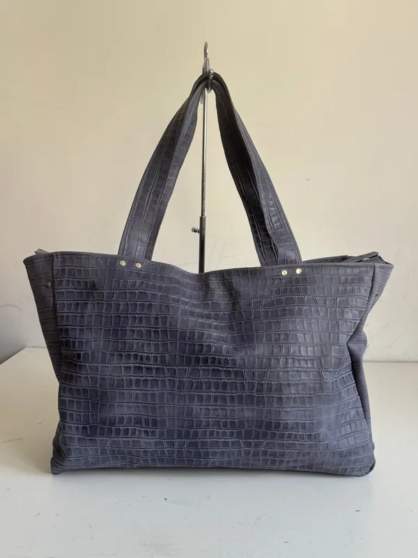 BLUE CROCODILE LEATHER BAG — mkuzniacka