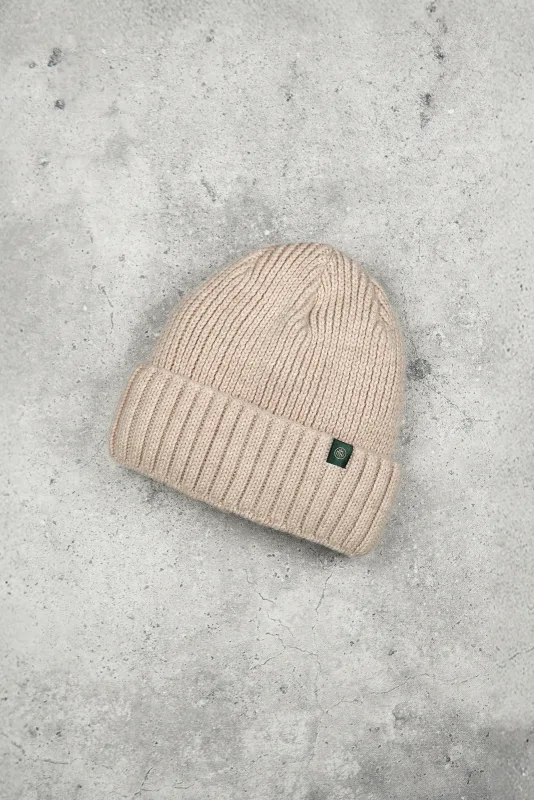 Czapka dokerka z wełny merino (watch cap) beżowa — Morgan & Ness