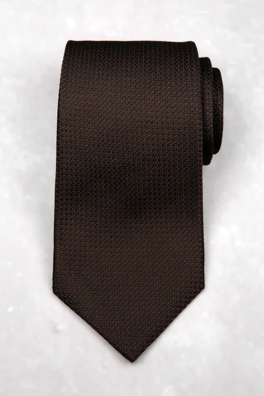 Krawat jedwabny z grenadyny brązowy (chocolate brown) — Morgan & Ness
